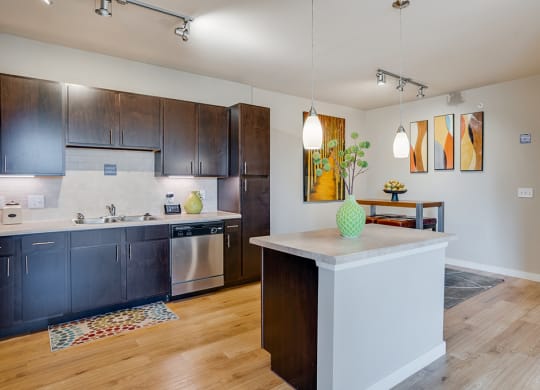 Large Windows with Dark Cabinetry