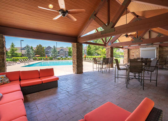 Large Outdoor Sectional Under the Pool Cabana
