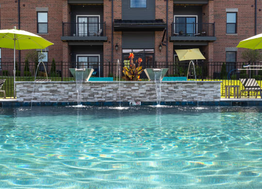Resort-Style Pool With Fountains