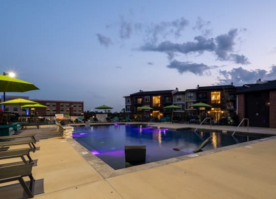 Resort-Style Pool At Night