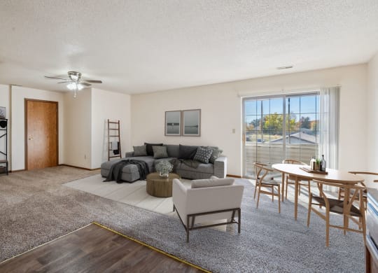 Spacious Living Area with Carpet