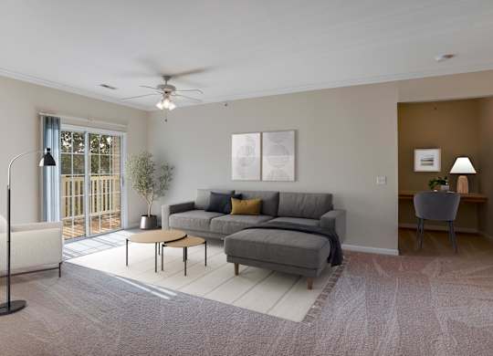 Living Room with Ceiling Fan