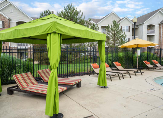 Pool Cabana with Lounge Chairs