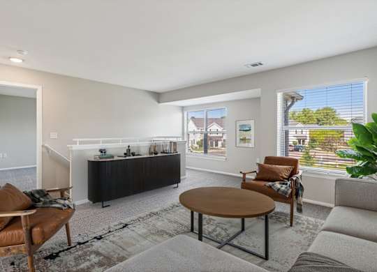 Spacious Living Area with Carpet
