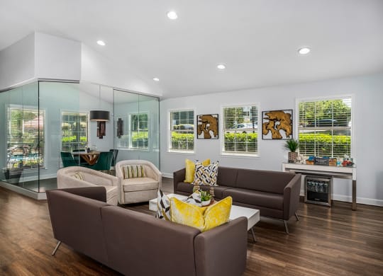 Clubhouse Lounge With Glass Enclave Co-Working Space