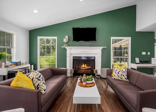 Clubhouse Lounge Area With Fireplace
