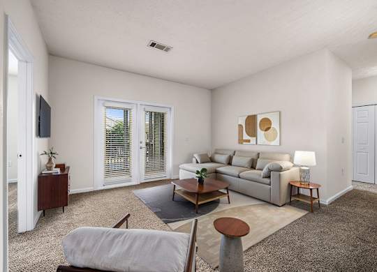 Spacious Living Area with Carpet
