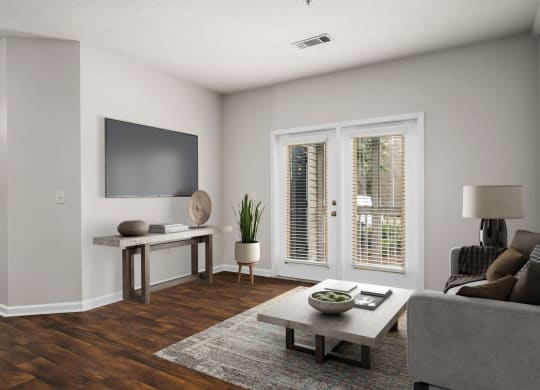Spacious Living Area With Wood-Style Flooring