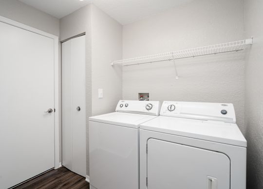 Washer and Dryer with Built In Shelving