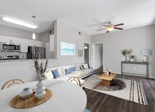 Spacious Living Area With Wood-Style Flooring