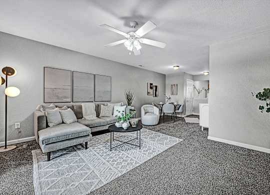 Spacious Living Area with Carpet