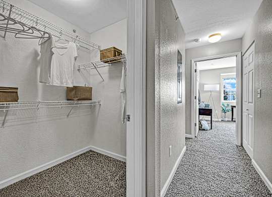 Walk-In Closet With Built-In Shelving
