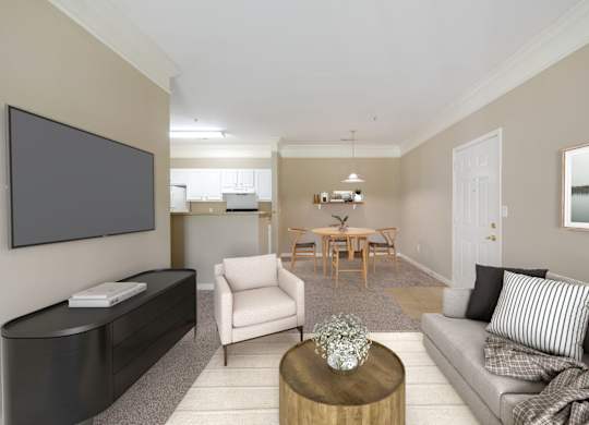 Spacious Living Area with Carpet