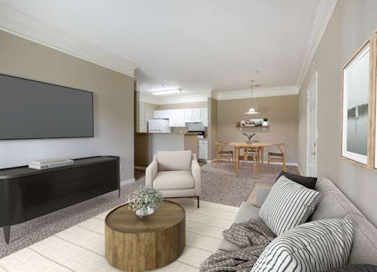 Spacious Living Area with Carpet