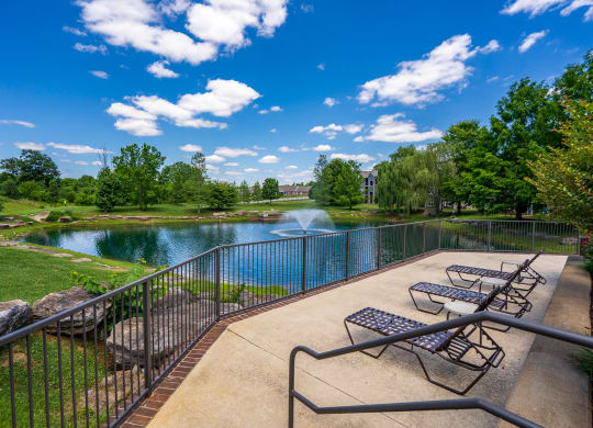 Scenic Pond With Fountain