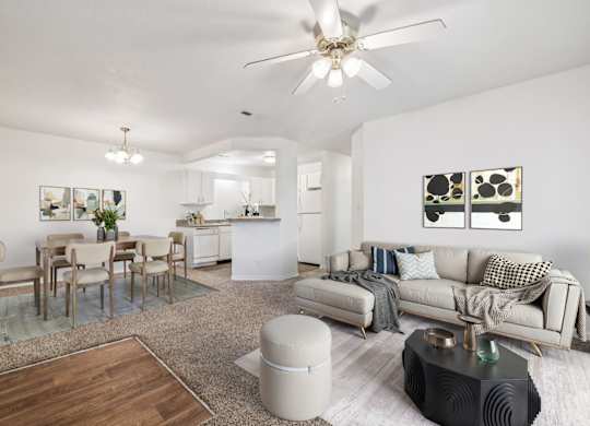 Spacious Living Area with Carpet