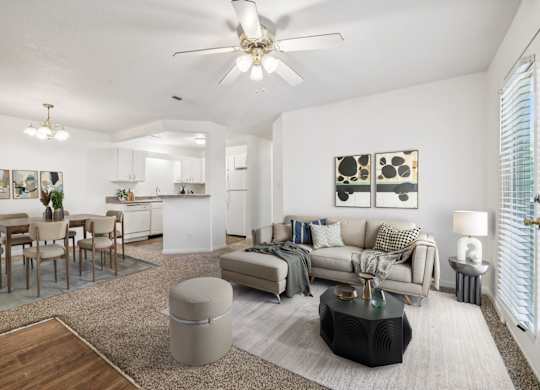 Living Area with Ceiling Fan