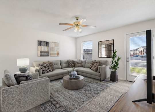 Spacious Living Area with Carpet