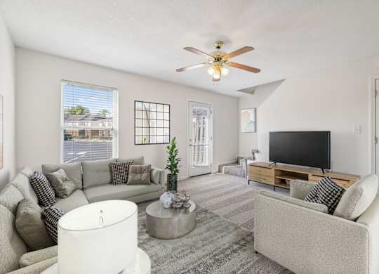 Spacious Living Area with Carpet