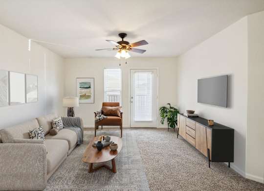 Living Room with Ceiling Fan