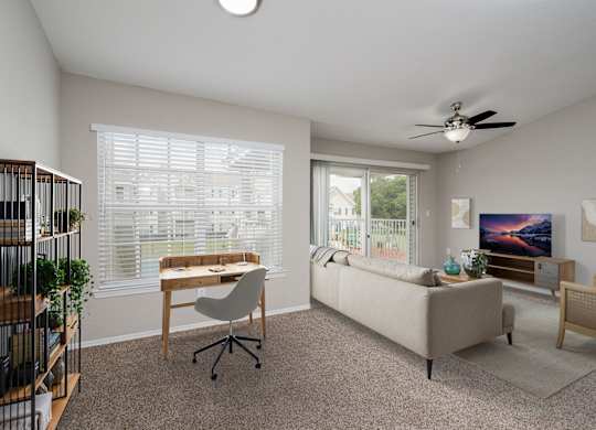 Living Area with Ceiling Fan
