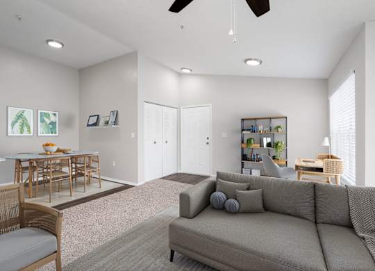Spacious Living Area with Carpet