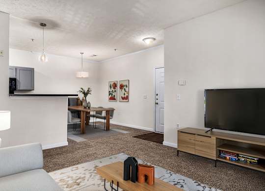 Spacious Living Area with Carpet