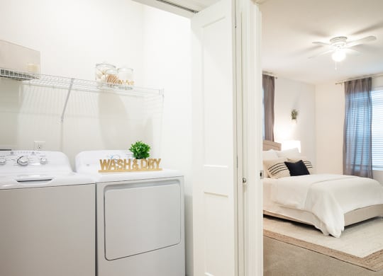 Closet with Washer and Dryer and Shelving
