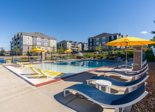 Large Pool Sundeck with lots of Lounge Chair Options