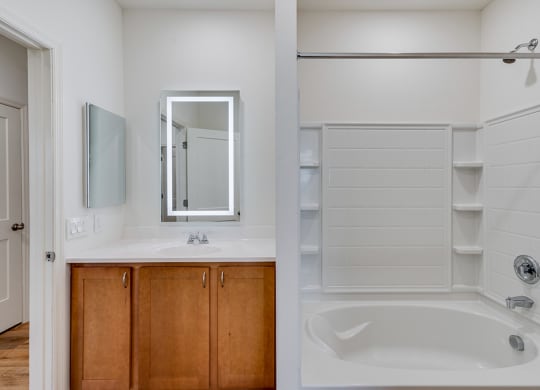 Bathroom with Shower and Large Tub
