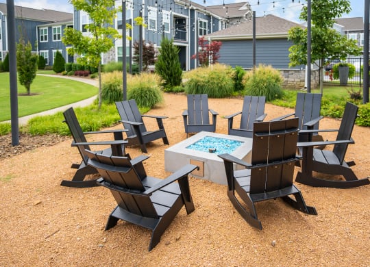 Outdoor Fire Pit Area with Adirondack Chairs