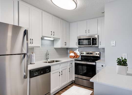Fully Equipped Kitchen with white cabinets