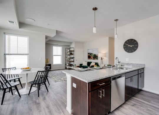 Open Concept Kitchen With Attached Dining Area
