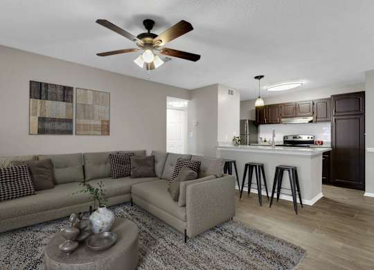 Living Area with Ceiling Fan