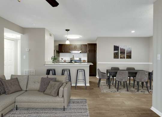 Spacious Living Area With Wood-Style Flooring