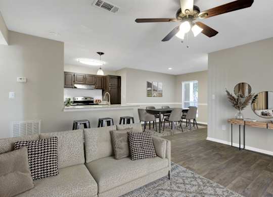 Living Area with Ceiling Fan