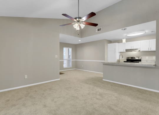 Living Area with Ceiling Fan
