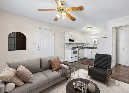 Living Room with Wood-Style Flooring