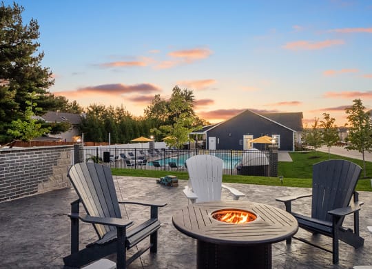 Outdoor Firepit With Adirondack Chairs
