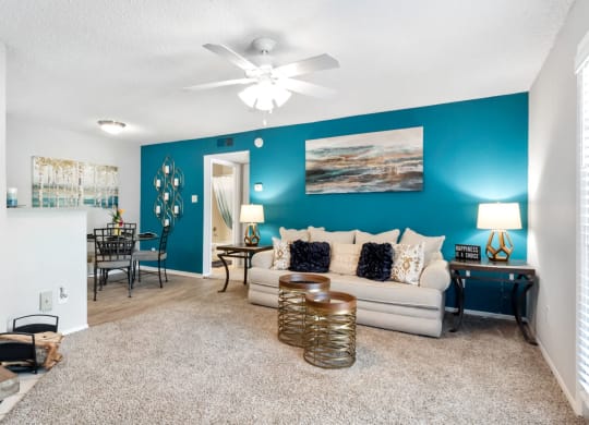 Spacious Living Area with Carpet