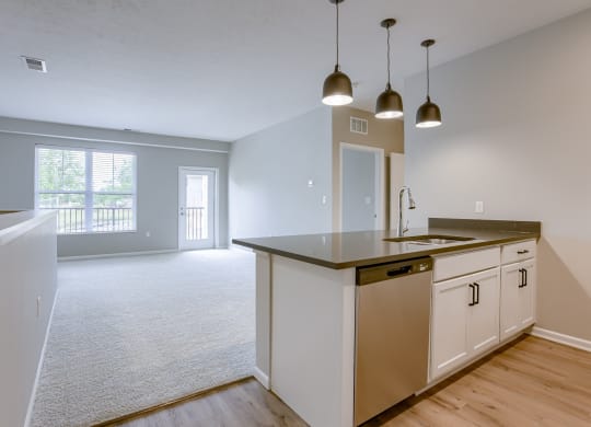 Kitchen Island with Overhead Lighting