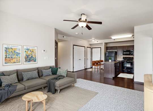 Spacious Living Area With Wood-Style Flooring