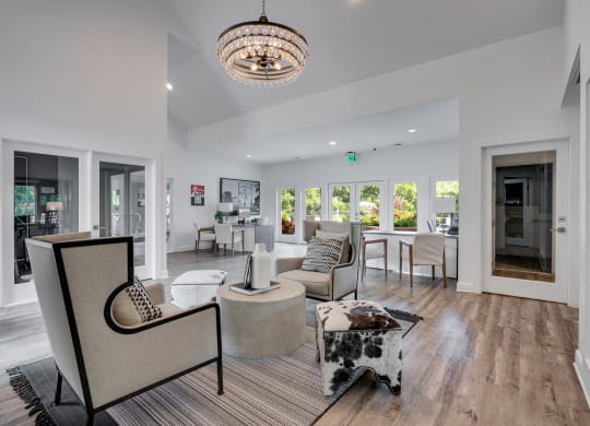 Clubhouse Sitting Area With Chandelier