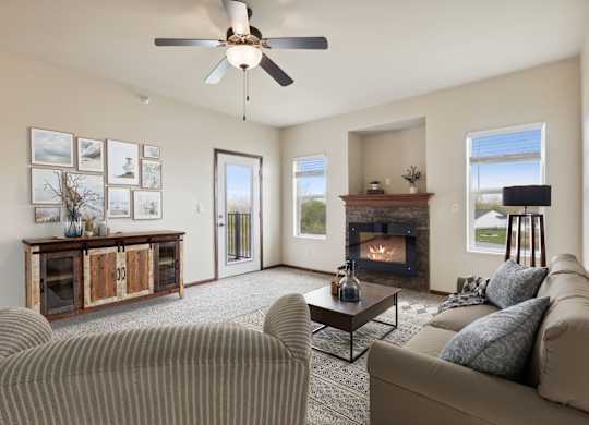 Living Room with Ceiling Fan
