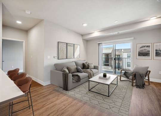 Living Room with Vaulted Ceiling
