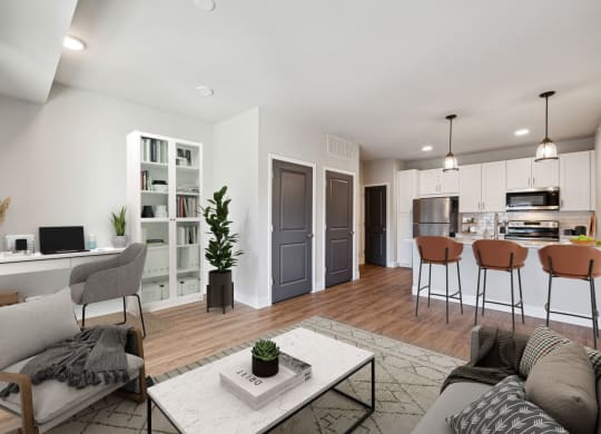 Spacious Living Area With Wood-Style Flooring
