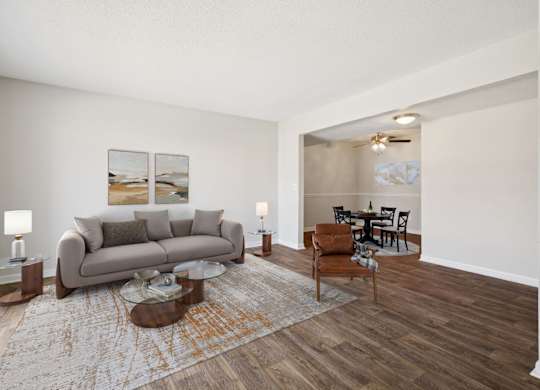 Spacious Living Area With Wood-Style Flooring
