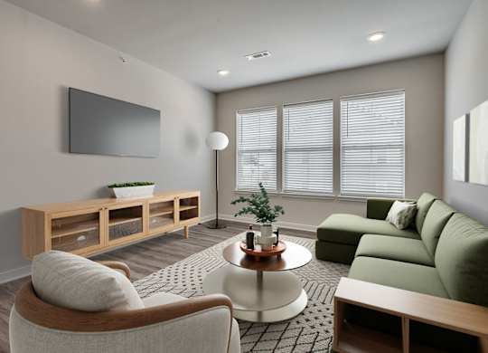 Spacious Living Area With Wood-Style Flooring