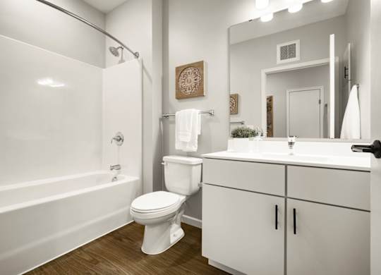 Bathroom With Wood-Style Flooring