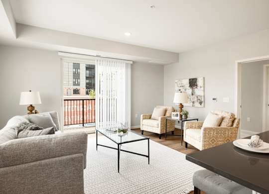 Spacious Living Area With Wood-Style Flooring